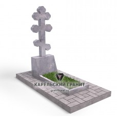 Памятник мраморный "Фигурный крест на тумбе" 